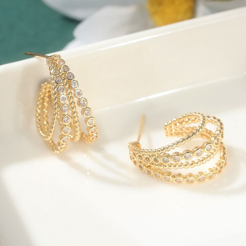 Women's Classic Multilayer Golden Hoop Earrings, Modern Design